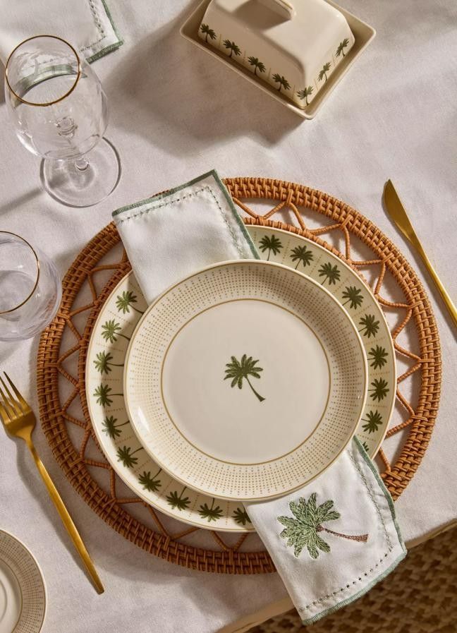 Warm dining space styled with tableware