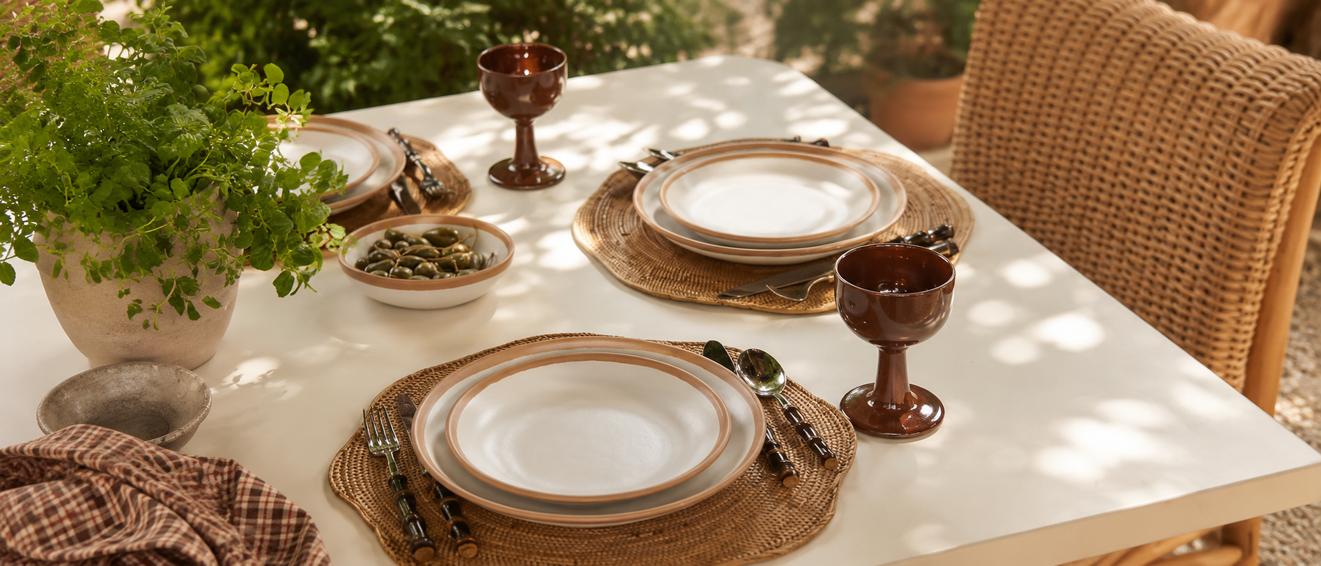 Elegant table setting with ceramic plates