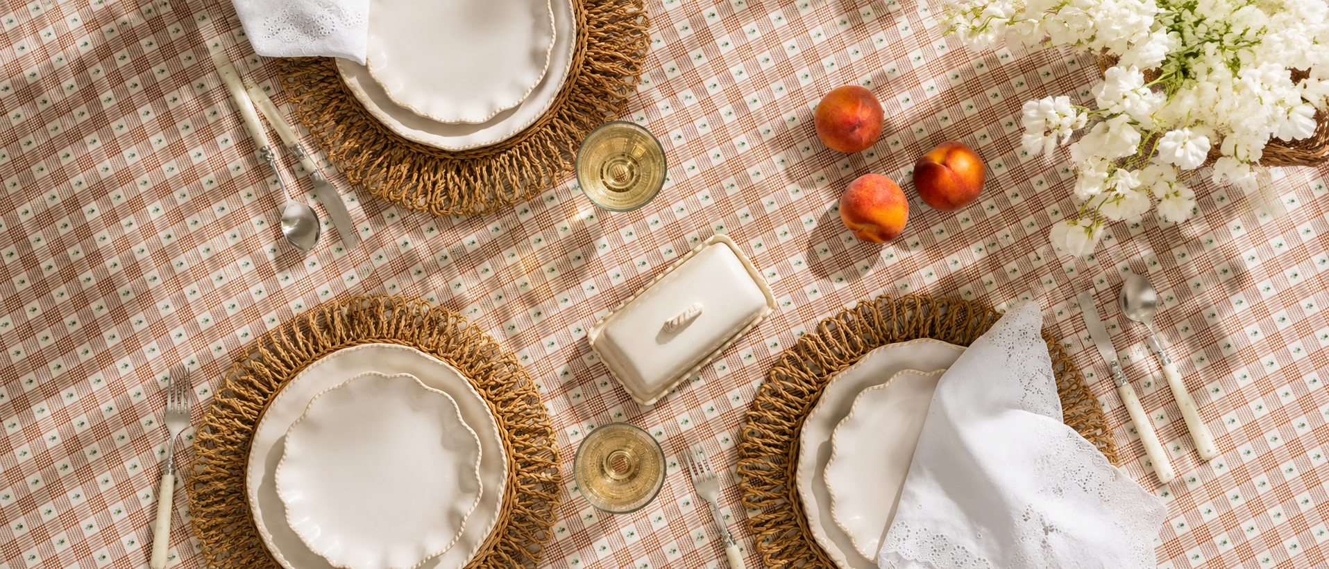 Warm table setting with ceramic tableware